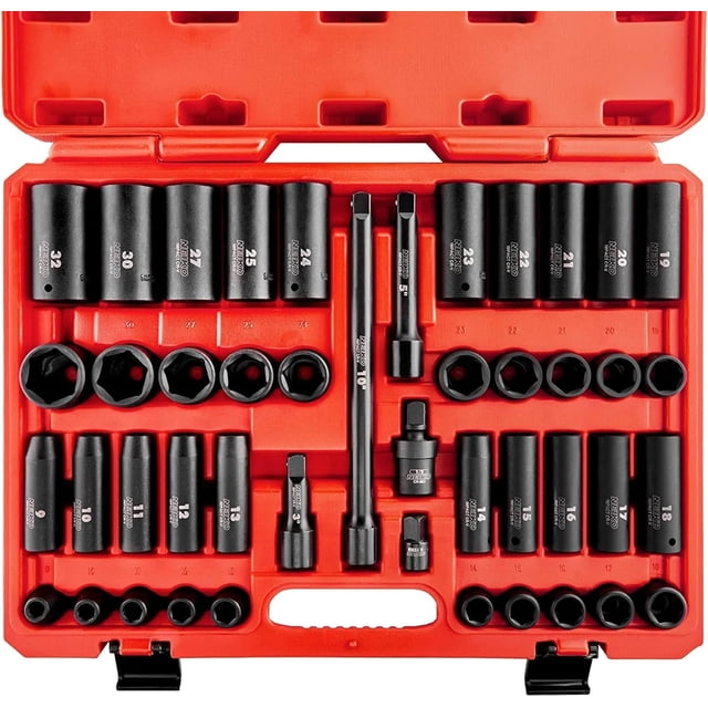 Juego de enchufes NEIKO 02330A 1/2, 45 piezas, profundidad/poco profundo, 9-32 mm