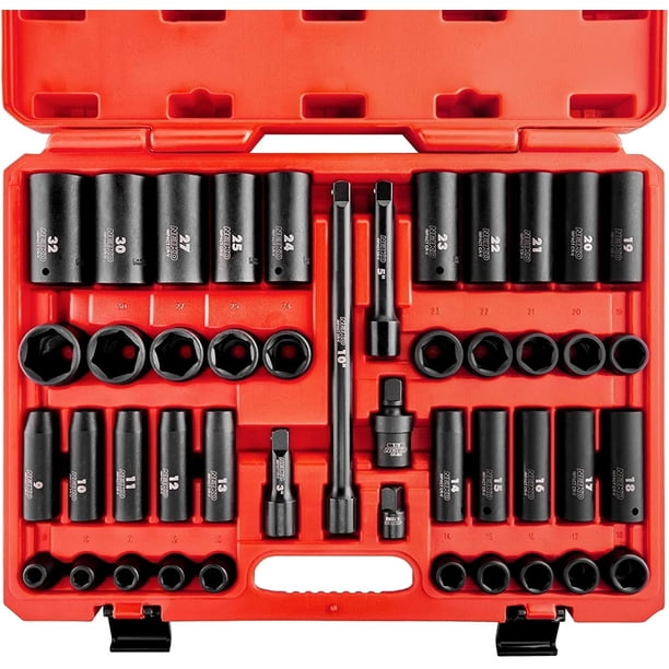 Juego de enchufes NEIKO 02330A 1/2, 45 piezas, profundidad/poco profundo, 9-32 mm