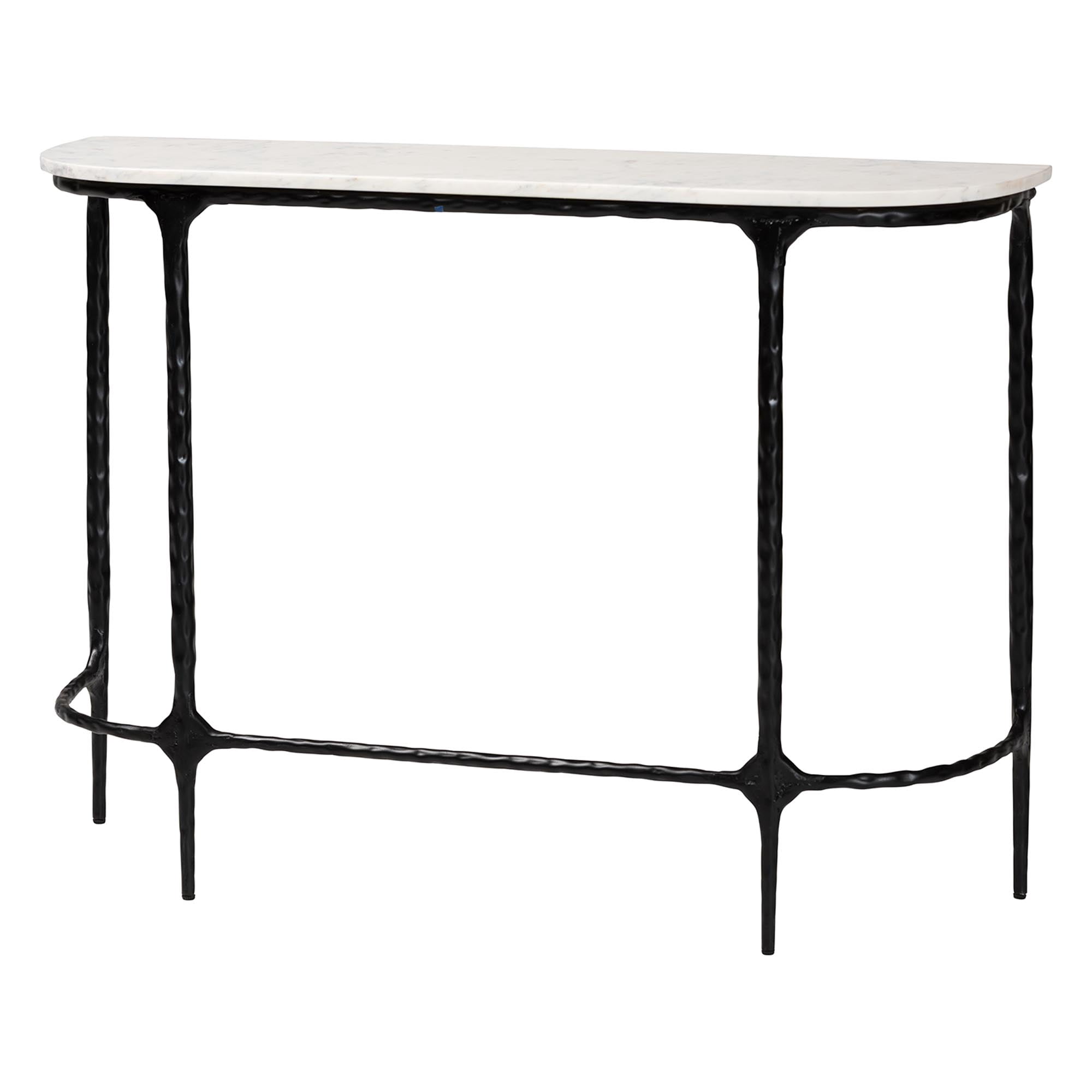 Baxton Studio Edsel Modern Console Table, Rounded, Marble White