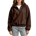 thumbnail image 5 of Diufon Fleece Quarter Zip Women Mock Neck Cuffed Long Sleeve Cozy Warm Pullover Fall Winter Thermal Sweatshirts, 5 of 11