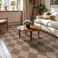 thumbnail image 5 of SUNDEREY 6'x9' Easy Jute Area Rugs for Living Room, Large Washable Bedroom Rug Non Slip, Diamond Indoor Outdoor Carpet, Modern Geometric Farmhouse Checkered Carpet for Dining Room Office,Khaki, 5 of 10
