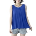thumbnail image 6 of Asxite Tank Tops for Women Plus Size Sleeveless Solid Color Round Neck Pleated Wide Strap Casual Blouse, 6 of 7