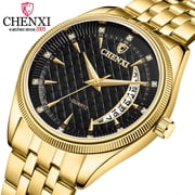 CHENXI Top Men Watch Luxury Brand Stainless Steel Waterproof Quartz Wristwatch Mens Watches Fashion Golden Business Male Clock