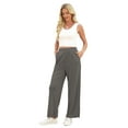 thumbnail image 6 of VDJ Pants for Women Elastic Waist Athleisure Casual Stretch 28" Inseam Wide Leg Sweatpants with Pockets Dark Gray Trousers Size L, 6 of 8