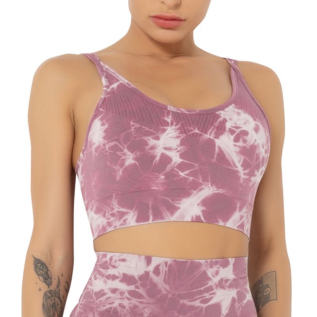 TFixol Sujetador deportivo para mujer con estampado Tie-dye y almohadilla extraíble que absorbe la humedad Yoga Running