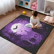 WOBOGO Purple Full Moon Baby Playmats Extra Large Waterproof Rollable Activity Pads for Toddlers 50×50inch