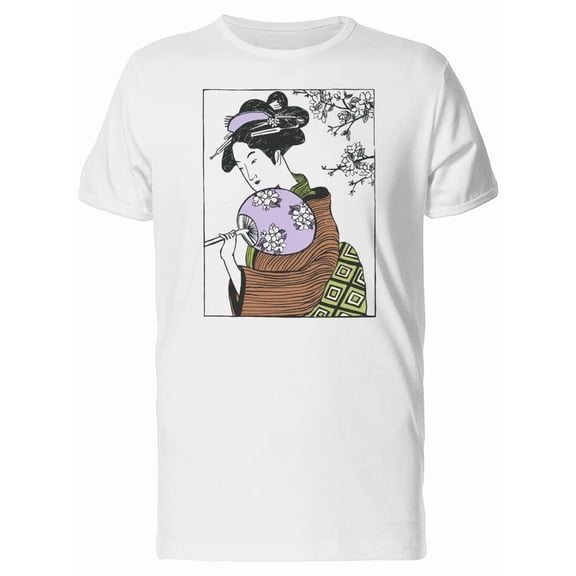 Geisha Woman Portrait Drawing T-Shirt Men -Image by Shutterstock, Male x-Large