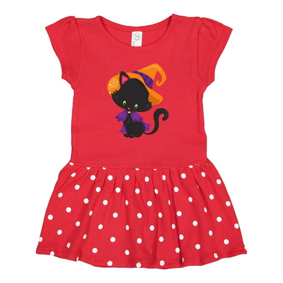 Inktastic Black Cat, Cat Wearing Witch Hat, Halloween Gift Baby Girl Dress