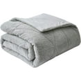 thumbnail image 5 of Chezmoi Collection Zane 2-Piece Sherpa Comforter Set, Triangle Quilting Reversible Washed Microfiber Bedding, Twin, Gray, 5 of 9