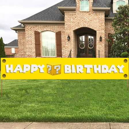 Cartoon Marioo Birthday Yard Sign Banner Party Supplies Happy Birthday Party Decorations Backdrop 9.8 X 1.6 ft