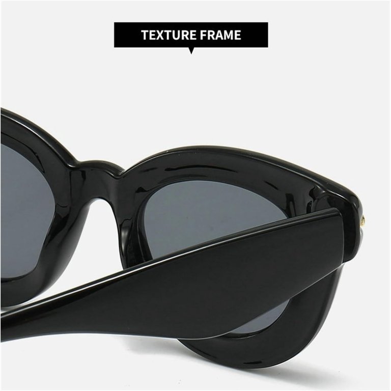 Oversized Cat Eye Sunglasses for Women Cute Oval Thick Frame  display picture 1