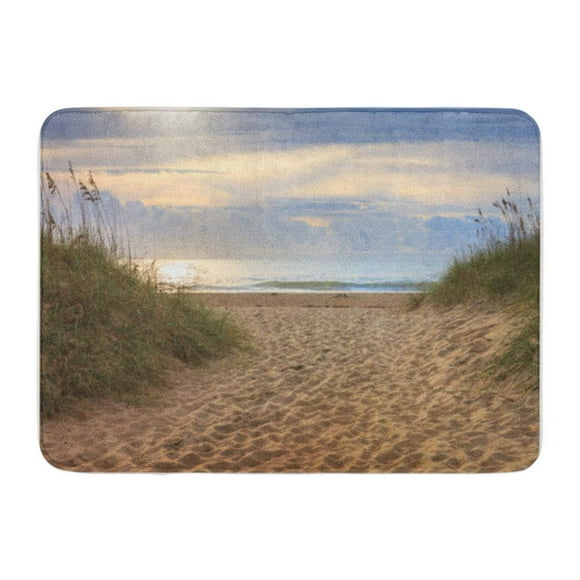 POGLIP Sandy Walkway Through The Dunes and Sea Oats to Beach Ocean Cape Hatteras Doormat Floor Rug Bath Mat 23.6x15.7 inch