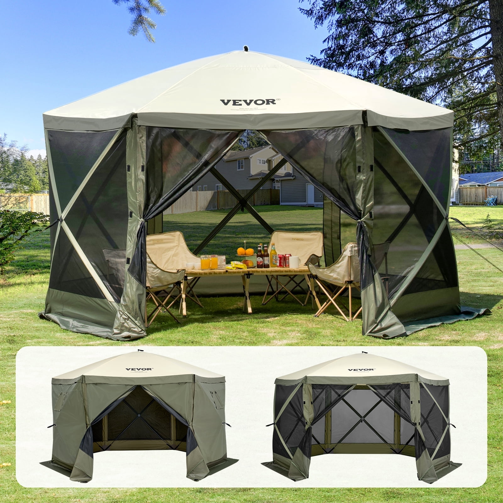 VEVOR, Pop-up Gazebo Tent, 12.5x12.5FT, 6-Sided Canopy Sun Shelter