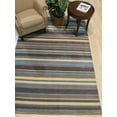 thumbnail image 4 of EORC Blue/Brown Handmade Wool Transitional Striped Rug, 5'6 x 8'-Color:Blue/Brown,Material:Wool, 4 of 9