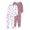 Little Star Organic Baby & Toddler Girls 4 Pc Long Sleeve Shirts & Pants Pajamas, Size 9 Months-5T
