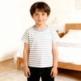 thumbnail image 1 of T-shirt Classique à Rayures Col Rond pour Enfants Manches Courtes Décontracté Doux Confortable pour Jouer au Quotidien, 1 of 5