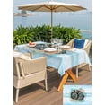 thumbnail image 5 of Outdoor Tablecloth with Umbrella Hole for Patio/Picnic/Party/Camping, Ocean Conch Waterproof Table Cloth Rectangle Table Cover Washable, Vintage Coastal Marine Starfish Coral Ombre Blue (54"x 80"), 5 of 8