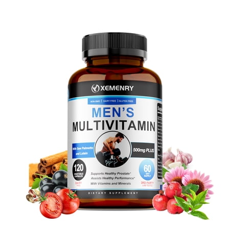 Men's Multivitamin - Vitamin D, Zinc, Folic Acid, and B Vitamins - for Energy, Focus and Immune Health - 120 Count
