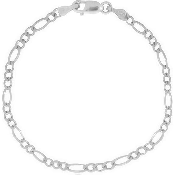 Ritastephens 925 sterling silver figaro chain bracelet anklet 11 inch 4mm – genuine sterling silver – lobster clasp – gift box included