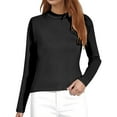 thumbnail image 2 of Kureaily Women's Long Sleeved Turtleneck Shirt Casual And Comfortable T Shirt Elastic Fit Trendy T Shirt Summer Tops, 2 of 5