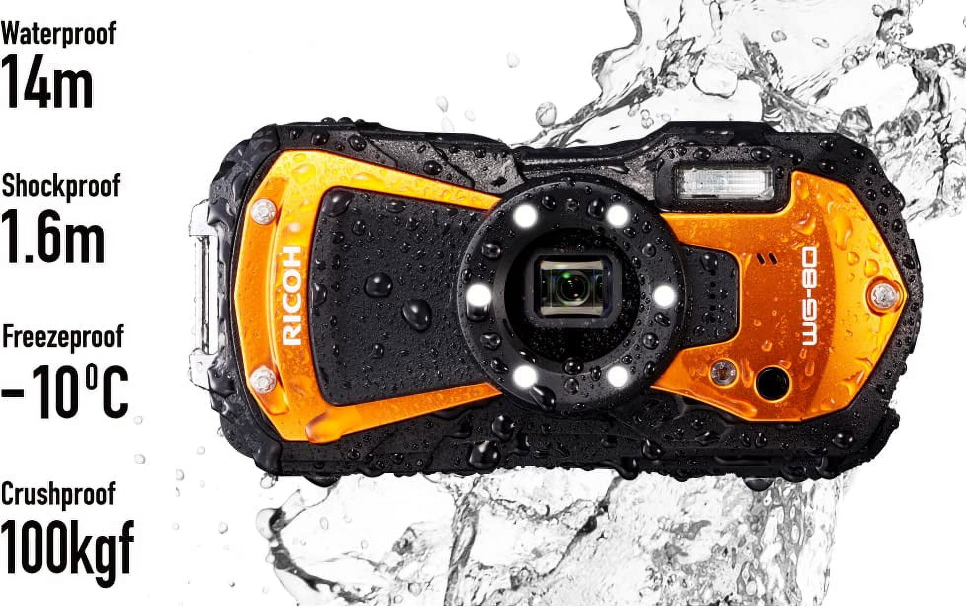 Ricoh WG-80 Orange Waterproof Digital Camera Shockproof 
