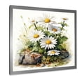 thumbnail image 2 of Designart "Calm Stone with a Daisy Flower III" Floral Framed Wall Art Decor - Traditional White Daisy Entryway Framed Wall Art, 2 of 6