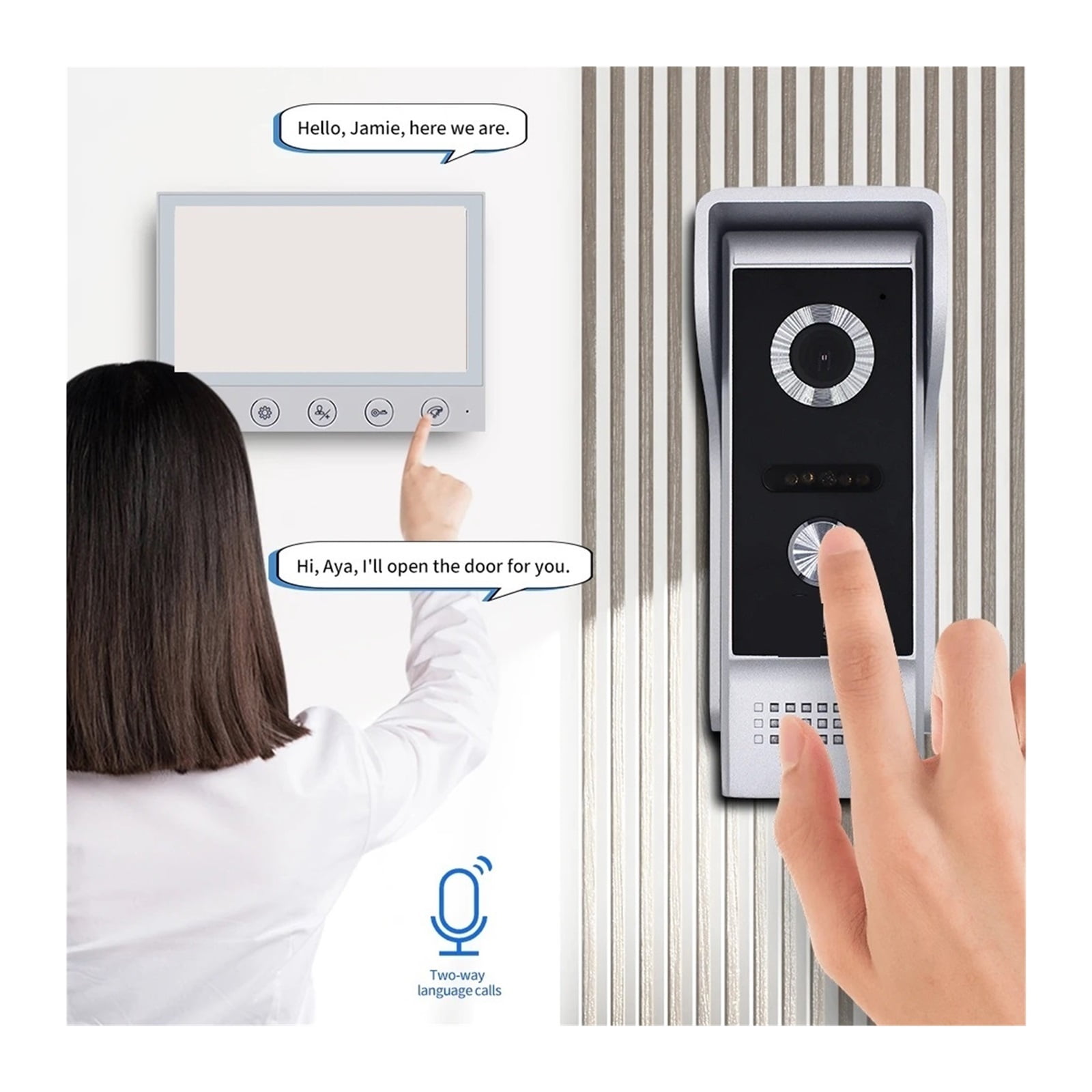 7 Inch Video Intercom For Home System Kit Outdoor Doorbell With Camera Ir Night Vision Waterproof Handsfree Dual-Way Intercom ,Crystal-Clear 2K