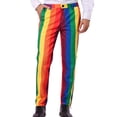 thumbnail image 2 of XIAOCHA Men's Striped Slim Fit Dress Pants Straight Leg Button Fly Trousers Retro Stylish Business Casual Bottoms, 2 of 3