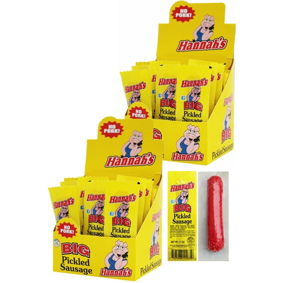 Hannah's 1.7oz Big Pickled Sausages (No Pork) 20-ct Boxes - 2 Boxes