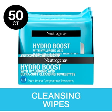 Neutrogena HydroBoost Makeup Remover Face Wipes and Cleansing Towelettes, 25 Count, 2 Pack