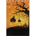 thumbnail image 5 of Coolnut Halloween Pumpkins Bats Thermal Insulated Blackout Grommet Printed Window Curtain, 84"x55" 100% Polyester for Living Room Home Decoration, 2 Panels, Stitching styles, 5 of 6