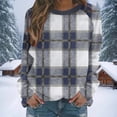 thumbnail image 2 of Jsaierl Women's Oversized Plaid Crewneck Sweatshirts with Checked Pattern Long Sleeve Soft Comfortable Casual Fall Tops S-2XL, 2 of 8