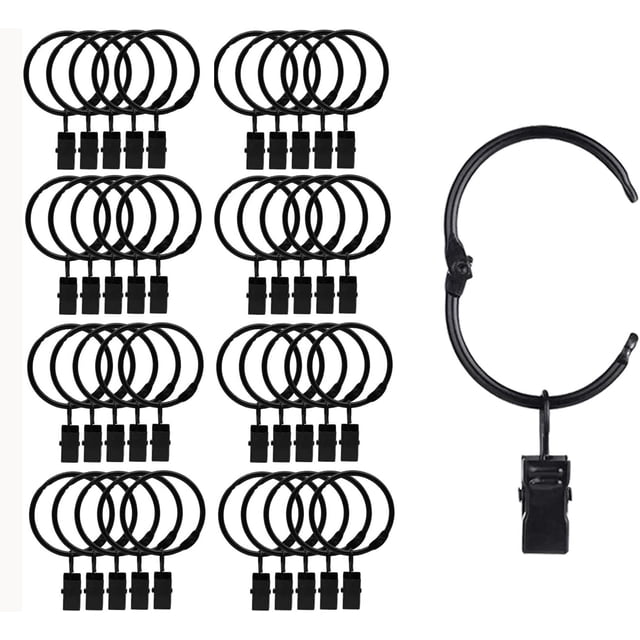 RV 40 Piezas de Anillos de Clip de Cortina de Metal que se Pueden Abrir, fácil Apertura y Cierre, diámetro Interior 38 mm, para Cortinas Pesadas y Cortinas Ligeras (Negro) Rojo Verde