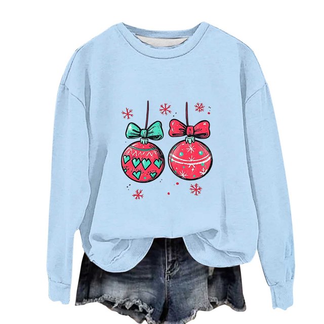 HAiming Chemise de Noël Garçons Filles Manches Longues Col Rond Chandail Xmas Vêtements Imprimés Mignons