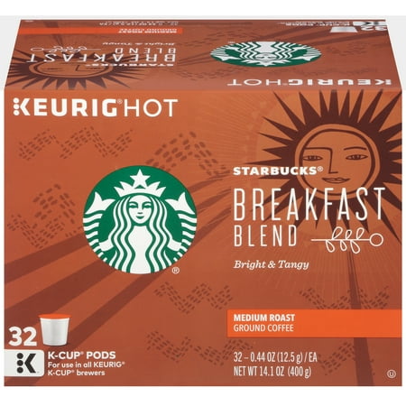 Starbucks Breakfast Blend Medium Roast Ground Coffee K-Cup Pods, 32 count