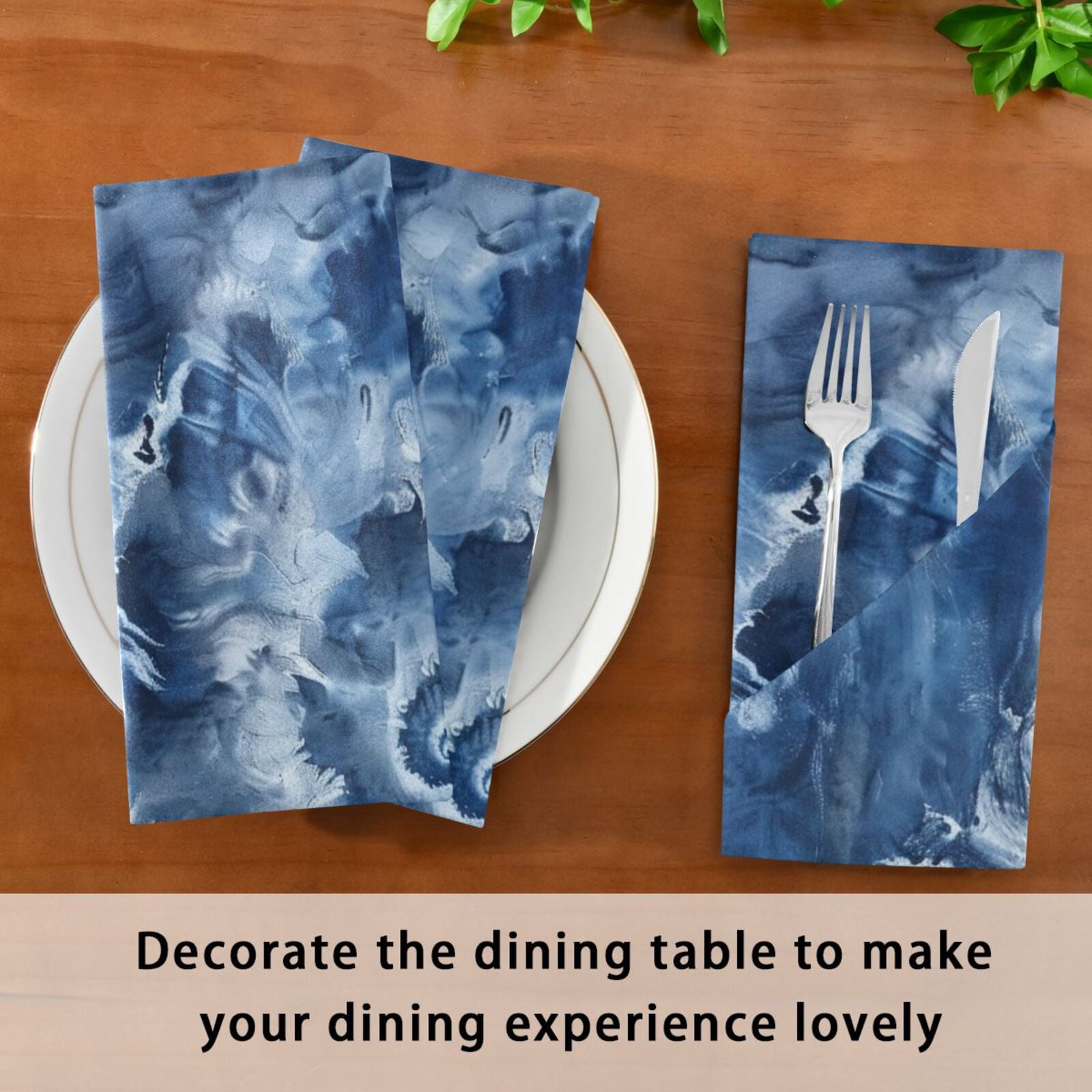 JSTEL Swirl Tie Dye Indigo Cloth Napkins Set of 6, 20x20 Inch Washable and Reusable Napkin for Decoupage Dinner Party Everyday Use