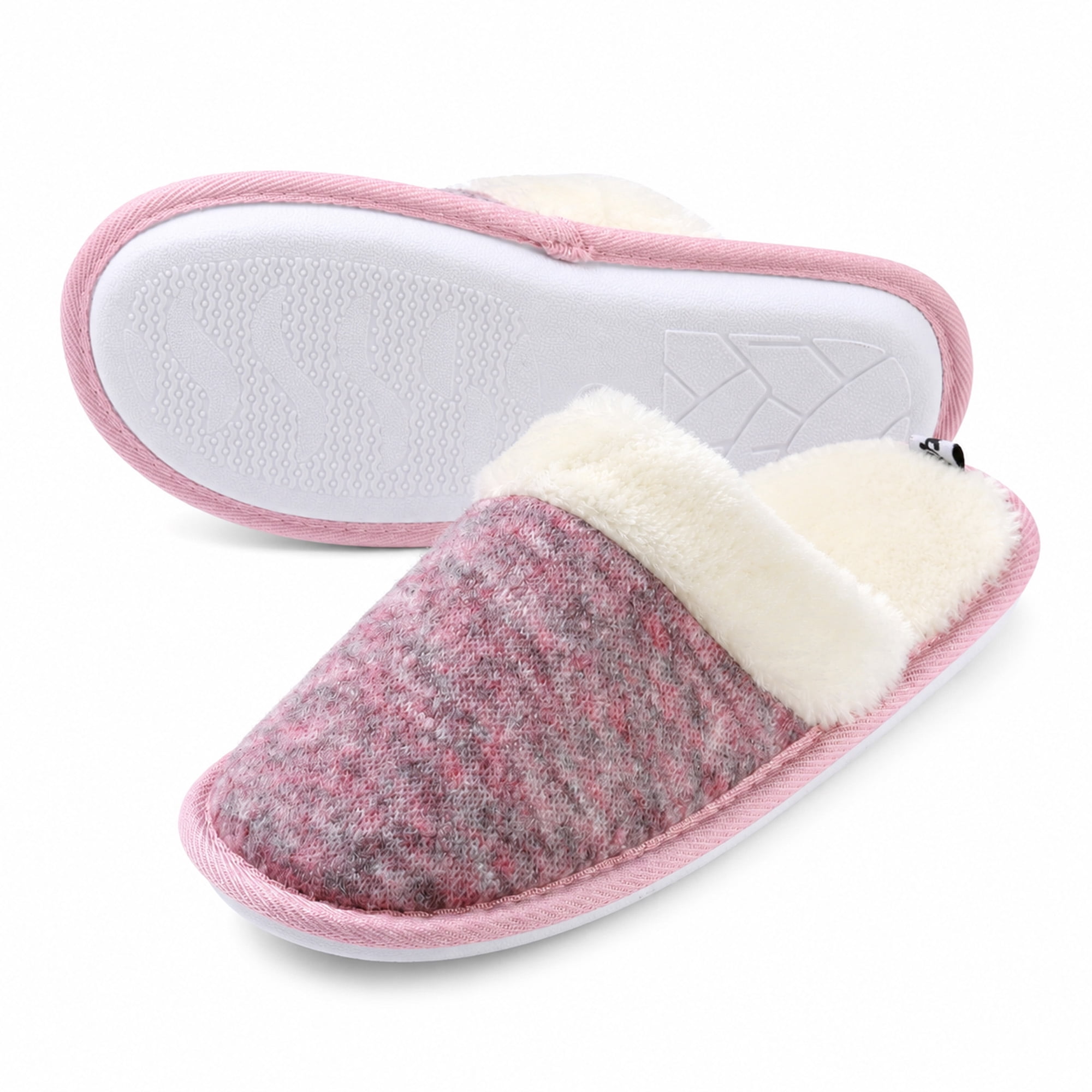 Aerusi Women’s Memory Foam House Slippers, Soft Plush Indoor Outdoor Scuff Shoes with Non-Slip Sole, Purple