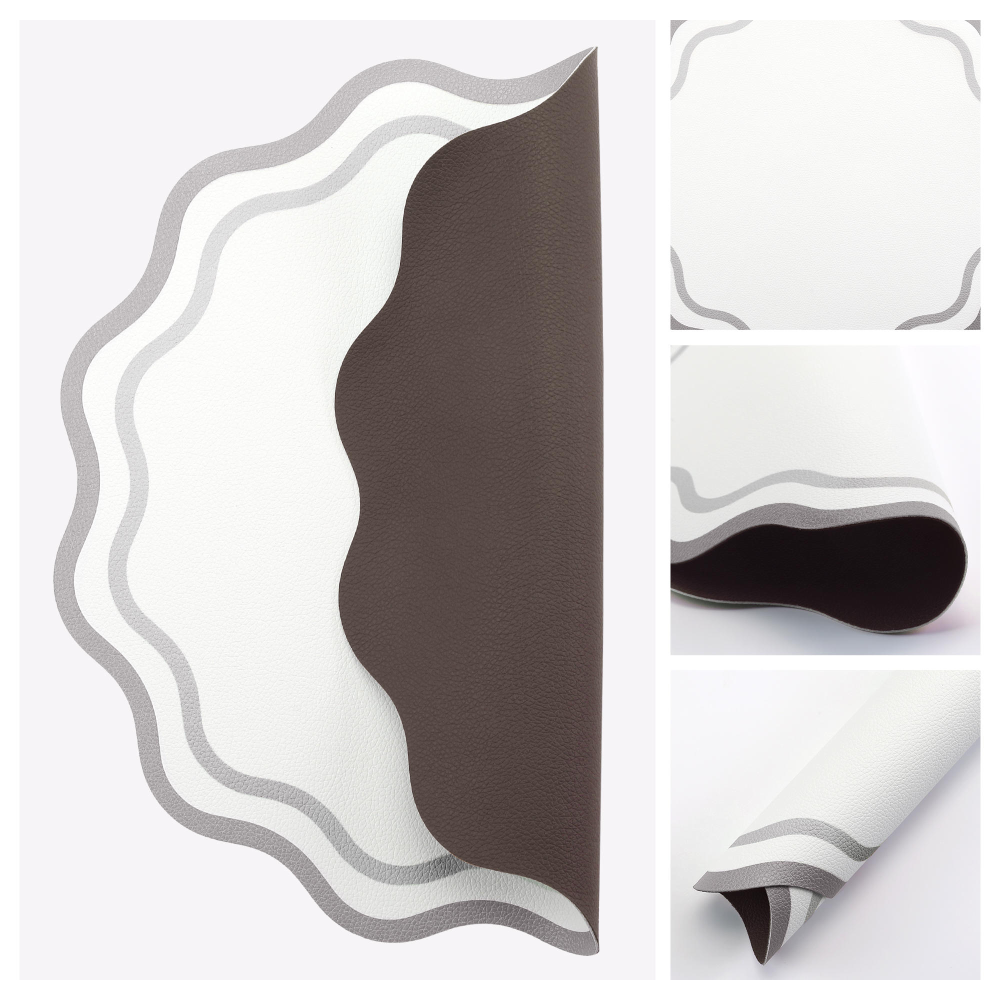 Unique Bargains Set of 6 Leather Placemats for Kitchen Dining Table Decor Gray