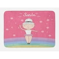 thumbnail image 1 of Retro Bath Mat, Hand Drawn Little Ballerina Girl Doing Pique Turns on a Rainbow Colored Stage, Plush Bathroom Decor Mat with Non Slip Backing, 29.5" X 17.5", Multicolor, by Ambesonne, 1 of 2