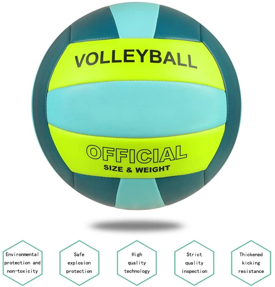 Volleyball Size 5 PU Leather Soft Indoor Outdoor Volleyballs Sports Training Game Play Ball for Beginner, Teenager, Adult, 8.2