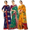 Pack of Three Sarees for Women Mysore Art Silk Printed Indian Saree, Wedding Ethnic Gift Sari Combo