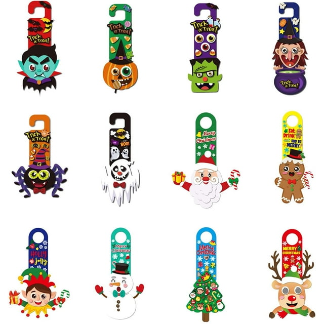 Make a Face Sticker, Party Sticker Games for Kids,make Your Own Stickers,art Crafts Creative Project Birthday, Halloween,christmas Party Decor Diy Stickers for Kids (Halloween 6+Christmas 6)