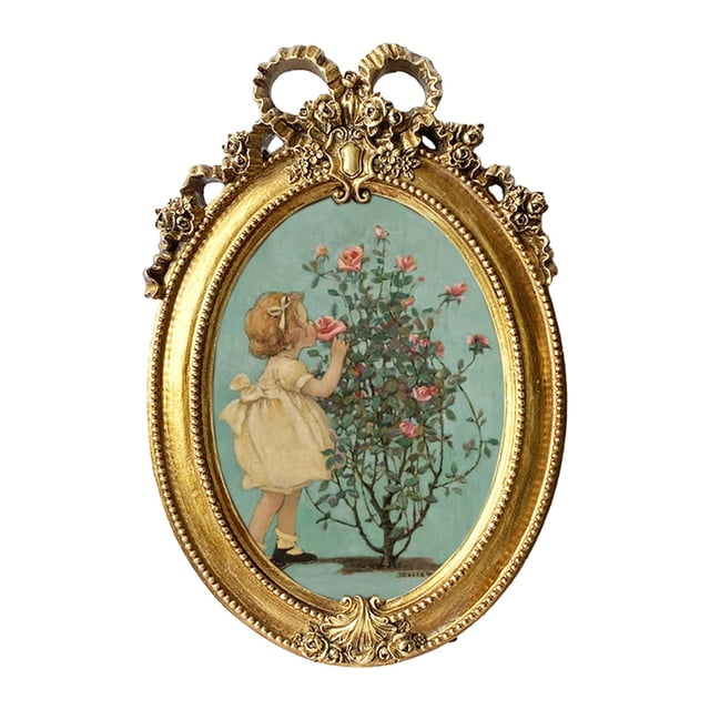 Resin Photo Frame Gold Ornate Photo Frame Tabletop Hanging Picture Display Frame