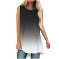 thumbnail image 2 of Homenesgenics Tank Tops for Women Plus Size Women Tank Summer Gradient Color Round-Neck Sleeveless Casual Tunic Blouse Black M, 2 of 5