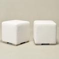 thumbnail image 4 of 18.5" Wide Modern Square Boucle Upholstered Ottoman with Solid Wood Legs Set of 2, Multi-Functional Sofa Footrest, Side Table, Extra Seating for Living Room, Bedroom, Fully Assembled (White), 4 of 10
