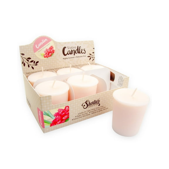 Pure Carnation Soy Votive Candles - Scented with Essential & Natural Oils - 6 Pink Natural Votive Candle Refills - Flower & Floral Collection