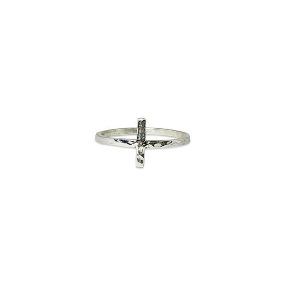 Heaven Crafts Hammered Cross Ring 925 Sterling Silver Handmade Thin Stackable Gift For Her