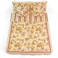 thumbnail image 2 of DaDa Bedding Vintage Cottage Rose Garden Floral Ivory Yellow Cotton Scalloped Quilted Bedspread Set (DXJ103478), 2 of 10