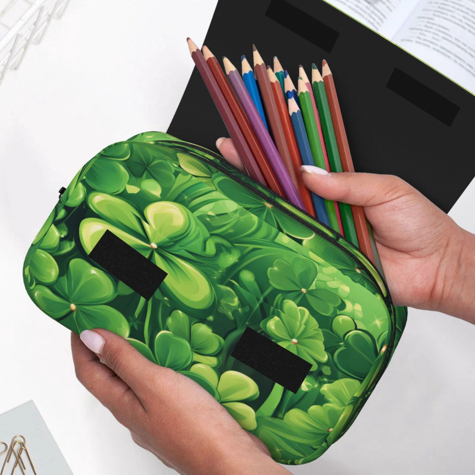 Large-Capacity Flip-Top Double-Layer Pencil Case, Multi-Functional Pocket Pen Case, Durable Stationery Organizer Lucky Charm St