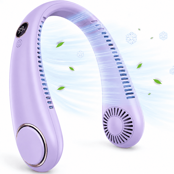 NIUTA® Portable Neck Fan, 4000mAh Rechargeable Bladeless Neck Fan, Hands-Free Wearable Personal Fan with 3 Speeds, Type-C USB Charging for Travel, Outdoor, Office, Walking, Purple